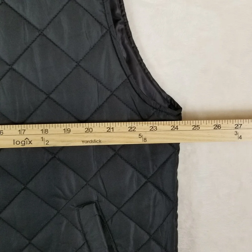 Cole‎ Haan Quilted Vest Mens XL Black Diamond Pattern Snap Front Mock Neck